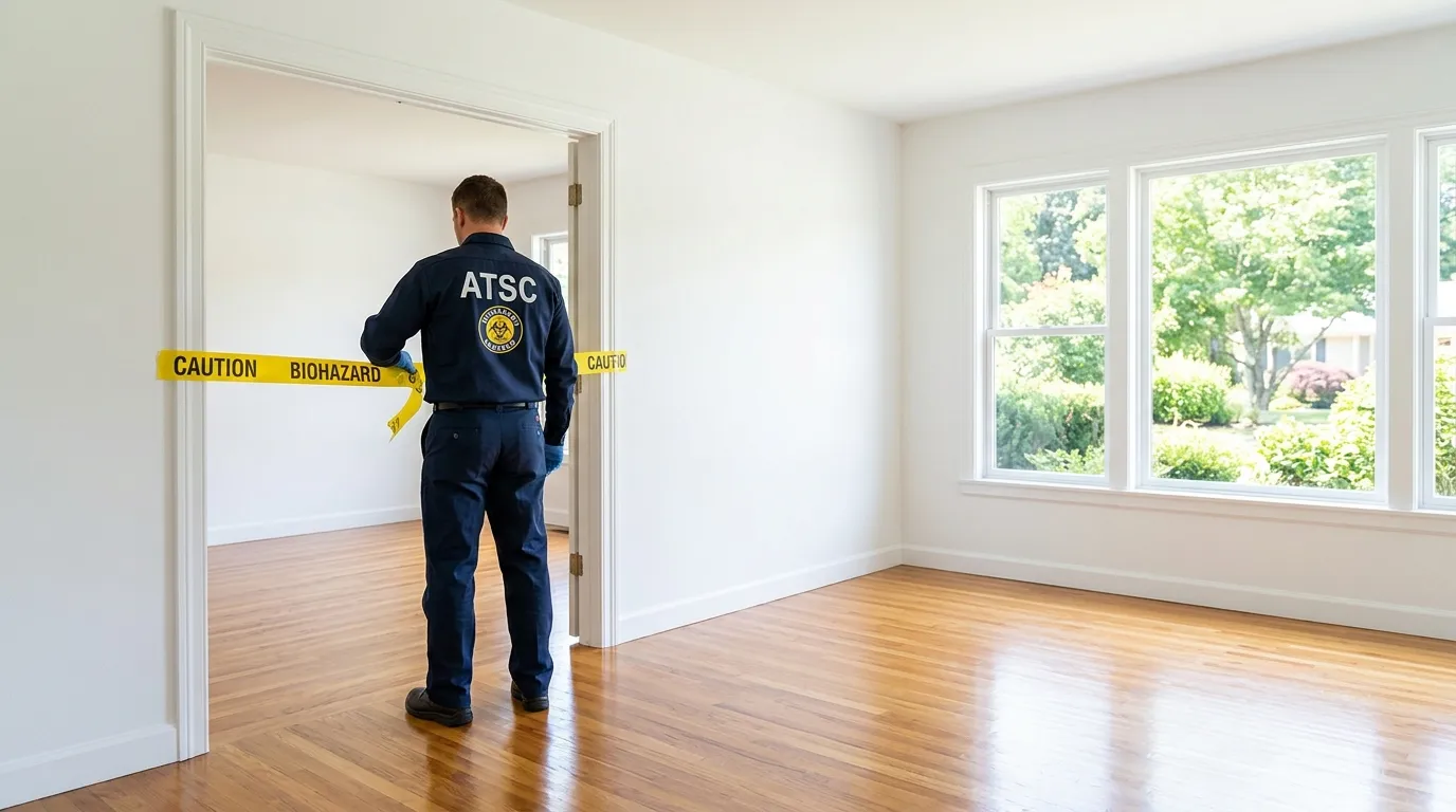 Certified biohazard cleanup crew performing Trauma Scene Cleanup in Perry